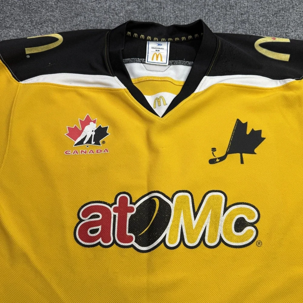 Phillip 17 Canada McDonald atoMc Force Hockey Jersey Mens Medium Yellow Striped